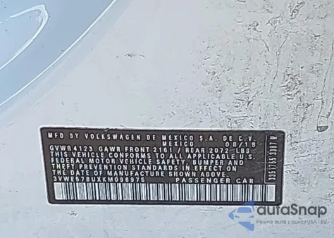 2019 Volkswagen Jetta 1.4T Sel z USA, uszkodzony, nr VIN 3VWE57BUXKM096975